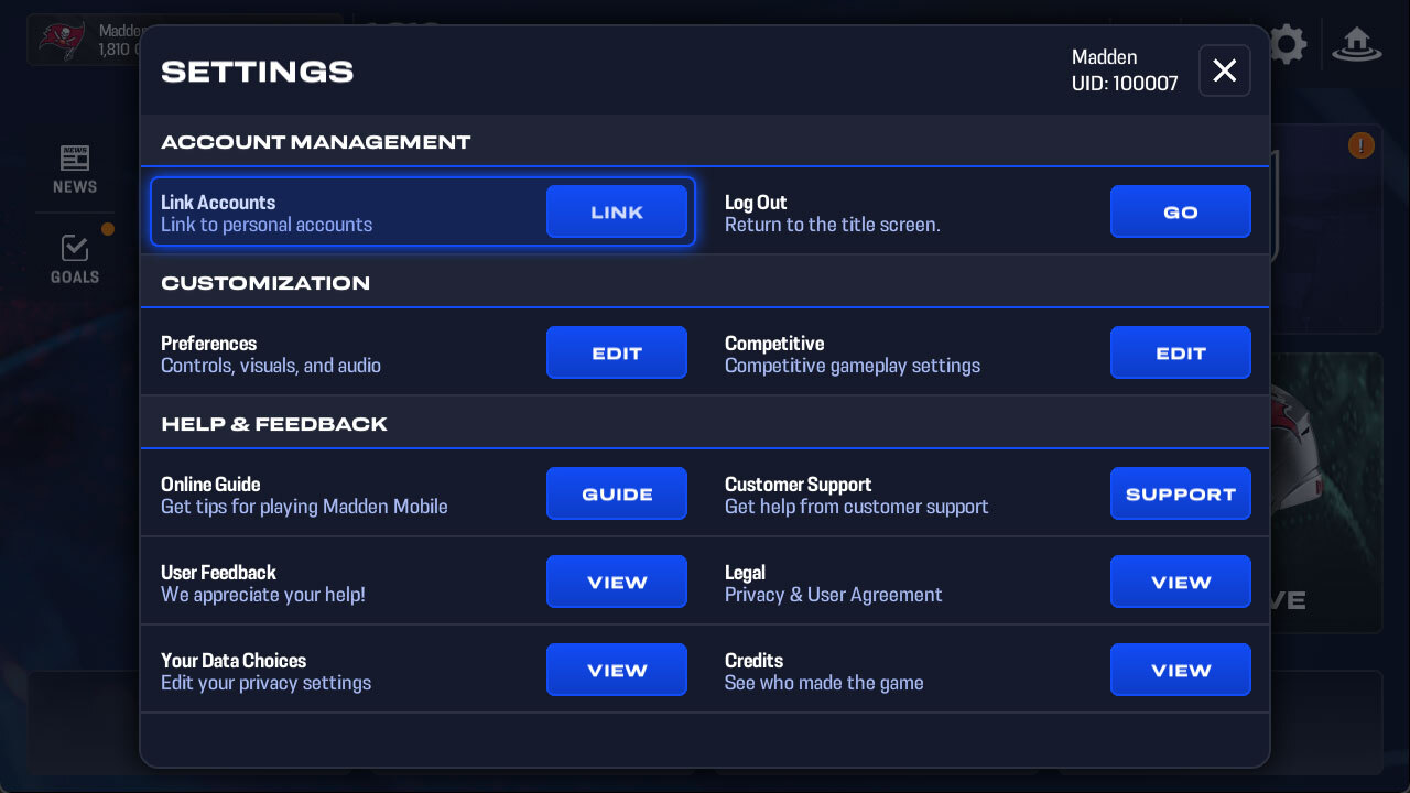 Go to settings