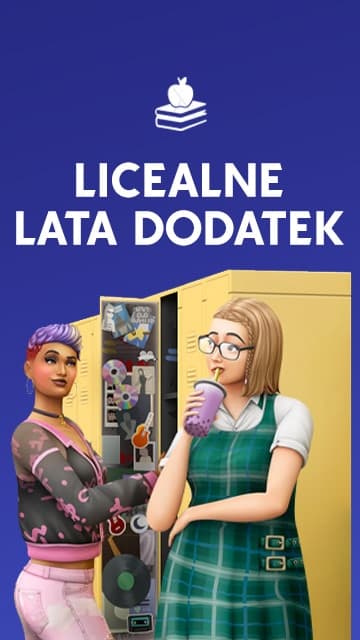 The Sims 4 przedstawia nastoletnie Simy w szkolnej szatni z żółtymi szafkami i napisem High School Years.